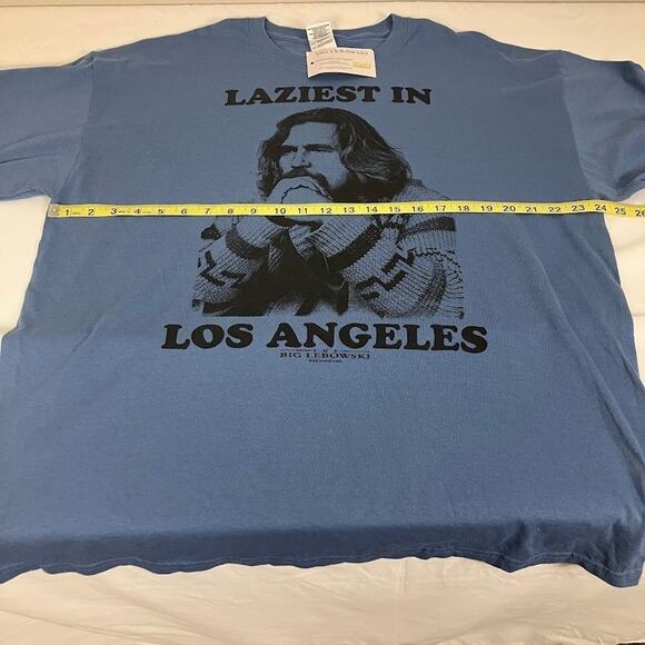 The Big Lebowski T Shirt Laziest in Los Angeles Graphic Print Movie Tee XL Blue - Picture 6 of 7
